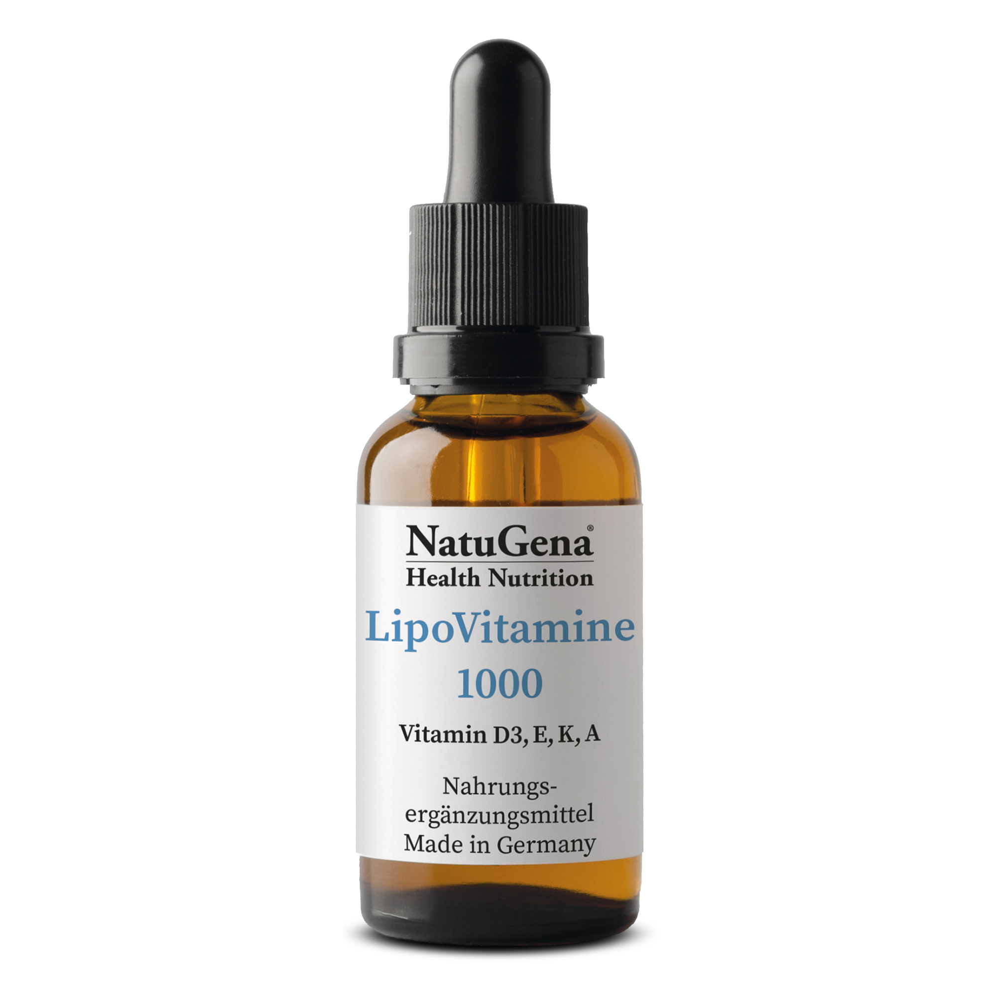 NatuGena LipoVitamine 1000 | 15ml | Optimiert mit Vitamin D3, E, K2, A | Für Immunsystem, Knochenstärke & Sehkraft | mit MCT-Öl